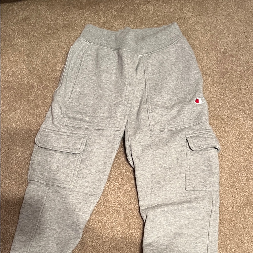 Champion Kids Gray Cargo Joggers with Logo